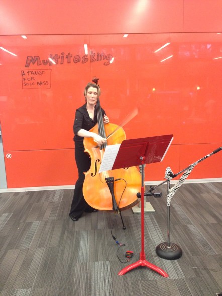 "Multitasking: A tango for solo bass, narration and smartphone."