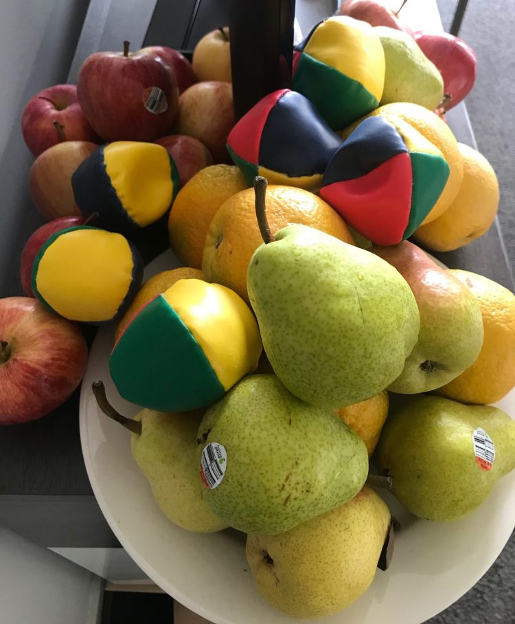 fruit and balls
