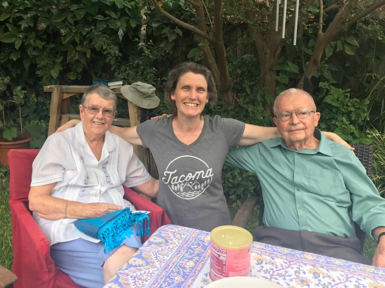 three people under tree